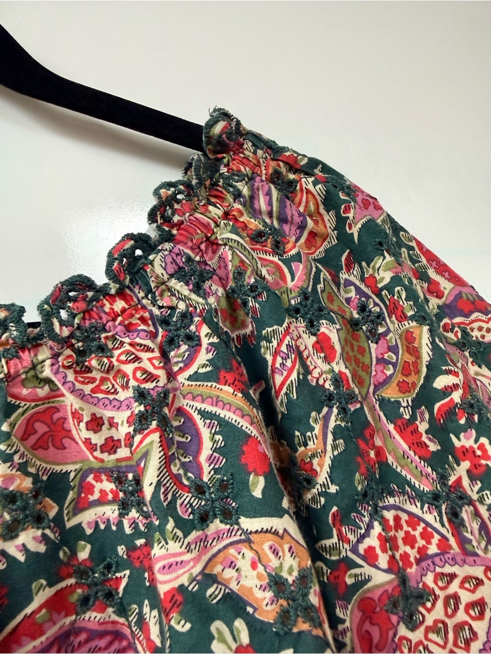 Paisley Floral Eyelet Peasant Blouse - Picture 5 of 6